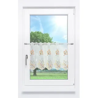 Plauener Spitze® Scheibengardine Herbstblätter (1 St), transparent, HxB 40x64cm orange 64 cm x 40 cm