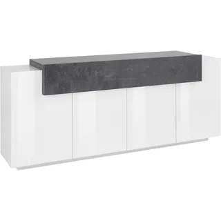 Sideboard »Coro«, weiß Hochglanz/schieferfarben, , 84100711-0 B/H/T: 200 cm x 85,6 cm x 45 cm
