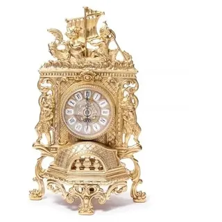 Pintici Kaminuhr Messing TISCHUHR ANTIK BAROCK Gold 42CM MASSIV NEU 1082103 Antikstill Uhr