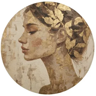 OnlyWow Badematte Frau - Gold - Abstrakt - Textur, Höhe 10 mm, Polyester, Rund, Badezimmerteppich, Badteppich, Rutschfest, Badvorleger, Waschbar Rund | 70 cm x 70 cm x 10 mm