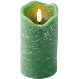 DEKO MARKET LED Kerze aus Wachs mit LED-Beleuchtung warmweiß, Farbe: grün (Ø 7 cm, Höhe: 13 cm)