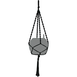 Lechuza® Hängeampel Makramee Cotton Boho 90 Schwarz 22 cm x 14 cm