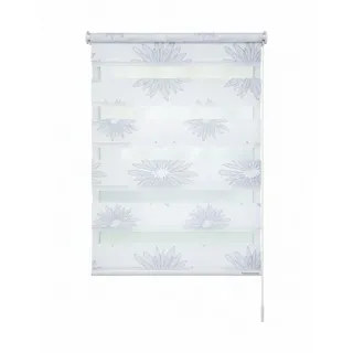 GARESA Doppelrollo Blüte 50 x 150 cm grau/weiß