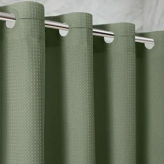 Wasserdichter Waffel Duschvorhang Textil 180 x 190 cm, 260 GSM Hochwertiger Schwerer Stoff, Anti-Schimmel Badevorhang mit 10 Langlebigen Ösen, Luxus Hotel Spa Stil, Maschinenwaschbar, Grün
