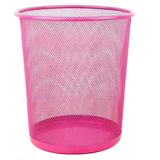 Sinoba Papierkorb Mülleimer Papierkorb Mesh aus Metall Höhe 34 cm 18 L rund, Drahtmetall rosa