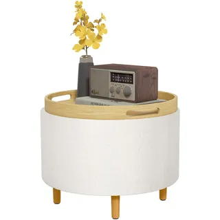 Homcom Sitzhocker mit Stauraum Polyester 56 x 42 x 56 cm Weiß