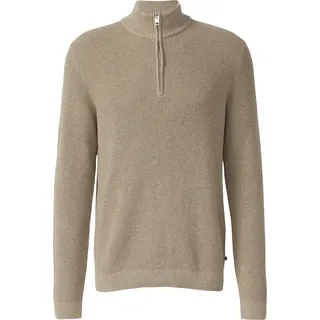 s.Oliver Baumwoll-Pullover mit Struktur und Troyer-Kragen Beige XXL