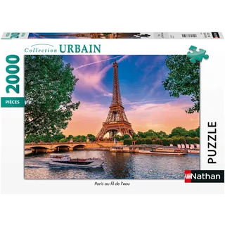NATHAN - Puzzle 2000 Teile - Paris au fil de l'eau - Erwachsene und Kinder ab 14 Jahren - Hochwertiges Puzzle Urban Collection - 87884