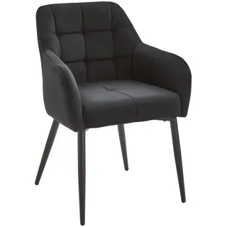 Livetastic Armlehnstuhl Federkern, Schwarz, Dunkelgrau, Metall, Textil, Füllung: Schaumstoff, Rundrohr, 60x82x60 cm, Esszimmer, Stühle, Esszimmerstühle, Armlehnenstühle