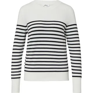 s.Oliver Gestreifter Pullover Sweatshirt creme/schwarz 46