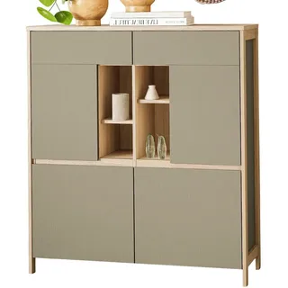 furn.design Highboard 111 x 125 x 39 cm Salbeigrün / Eiche