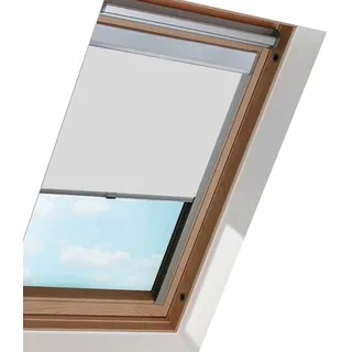 Hebitod Dachfenster verdunkelungsrollo, Thermorollo, Sonnenschutz, mit Führungsschiene, Aluminium Rahmen, Grau, Rollo für dachfenster, für S08 (Fenstergröße: 97.3x116cm), Einfache Montage