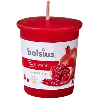 Bolsius True Scents Votivkerze - Granatapfelduft - Farbe Rot - Lange Brenndauer von 15 Stunden - dekorative Kerze - natürliche Extrakte - 5,3 x 4,5 cm
