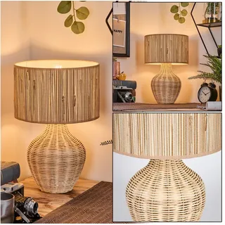hofstein Tischleuchte Tischlampe aus Rattan/Korbgeflecht/Seegras in Natur/Beige, ohne Leuchtmittel, Leuchte im Retro/Vintage-Design, mit Schalter am Kabel, E27 beige