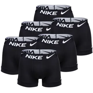 NIKE Herren Boxer Shorts, 6er Pack - Trunks, Dri-Fit Micro, Logobund Schwarz S