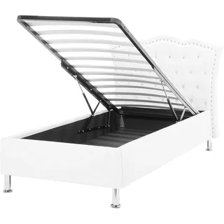 Beliani Bett Weiß mit Bettkasten hochklappbar 90 x 200 cm
