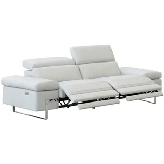 Villa Möbel Sofa Opera, 2-Sitzer 1 Teile, Echtleder-Sofa mit Kopfteilverstellung - Relaxfunktion fürs Wohnzimmer weiß 195 cm x 75 cm x 109 cm