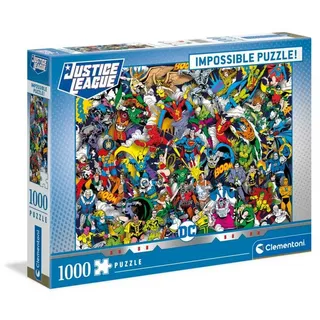 CLEMENTONI Impossible Puzzle - Justice Leage 1000 Teile Geschicklichkeitsspiel für die ganze Familie, buntes Legespiel, Erwachsenenpuzzle ab 9 Jahren