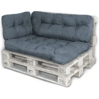 LACESTONE Palettenkissen Set 3 8 Sitzfläche+Rückenteil+Seitenteil 80 x 40 cm Dunkelgrau