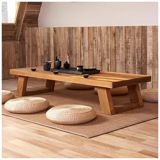 PetterShop 55in japanischer Bodentisch, niedriger Altartisch für Meditation, Tatami Couchtisch, Kleiner Teetisch für Bodensitzen, für Esszimmer,Wohnzimmer (Color : Brown, S : 140x60x35cm)