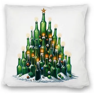 speecheese Dekokissen Weihnachtsbaum aus Bierflaschen Kissen satiniert