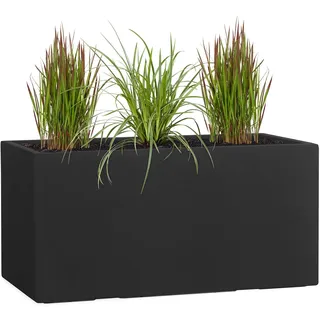Pflanzwerk® Pflanzkübel TUB Anthrazit 45x100x45cm XXL – Rechteckig – Großer Fiberglas Blumenkübel für außen und innen - Frostbeständig - UV-Schutz – Markenqualität