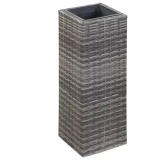 Garten-Hochbeet 28×28×80 Poly Rattan Grau