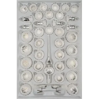 39 TLG. Glas-Weihnachtskugeln Set in Hochglanz Vintage Silver - Christbaumkugeln - Weihnachtsschmuck-Christbaumschmuck-Reflektorkugeln-Reflexkugeln-Reflector Ball NEU