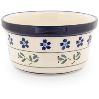 Original Bunzlauer Keramik Dessertschale Ø12,5cm Creme Brulee Soufflee-Förmchen Ragout fin Dip Schale Würzfleisch Auflaufform-Schälchen mit 400 ml für Desserts, Muffins, Pasteten im Dekor 163a