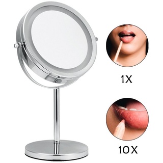 Mucola Kosmetikspiegel LED 10 fach Schminkspiegel Makeup Spiegel Badspiegel silberfarben
