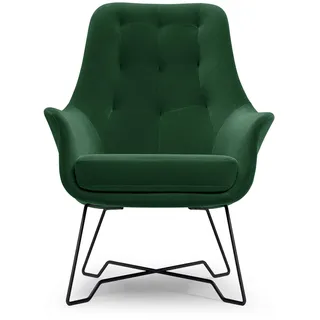 SESSEL SEDUTA, Modern Polstersessel Loungesessel, Velours-Stoff Grün