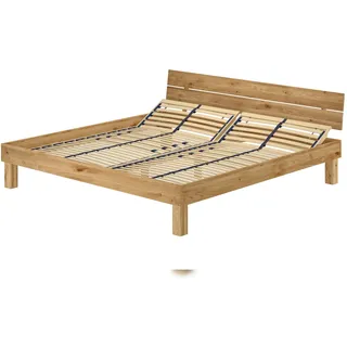 Erst-Holz Großes Massivholzbett Doppelbett 200x200 Eiche massiv geölt Zubehör wählbar V-60.88-20 Federholzrahmen inkl.