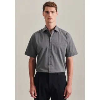 Businesshemd SEIDENSTICKER "Schwarze Rose", Herren, Gr. XL (44), normale Ärmellängen, grau, 100% Baumwolle, unifarben, regular fit, Kurzarm gerader Abschluss, Hemden, Uni