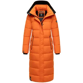 Navahoo Damen Wintermantel warmer Steppmantel lang mit abnehmbarer Kapuze Isalie Orange Gr. XL - XL