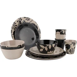 Bo-Camp Mix & Match Geschirr-Set 16-tlg. beige/schwarz