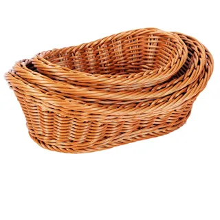 Zhixan 3er Set Brotkorb geflochten, Präsentkorb, Brot Brötchen Obst | Weidenkorb Flechtkorb Set, handgeflochtene Brotkörbe Körbchen, Snacks Küche Restaurant Zuhause, 3 Größen