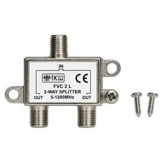 Transmedia Verteiler; 2-fach Verteiler F-Kupplung - 2x F-Kupplung Consumer Serie 5-1000 MHz, FVC 2
