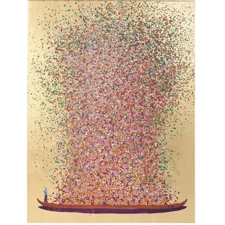 Kare Leinwandbild Flower Boat Gold Pink 40x50cm