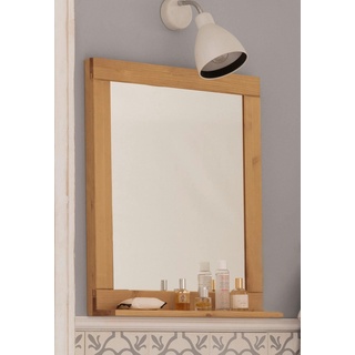 Badspiegel HOME AFFAIRE "Olso" Spiegel Gr. B/H/T: 55 cm x 65 cm x 12 cm, beige (natur gebeizt, gewachst) Spiegel mit Ablage