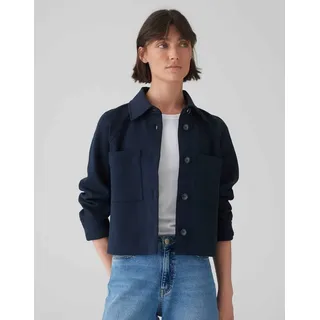 OPUS Kurzblazer Kurzblazer JIPI Boxy Fit aus BCI Cotton Mix blau M (38)