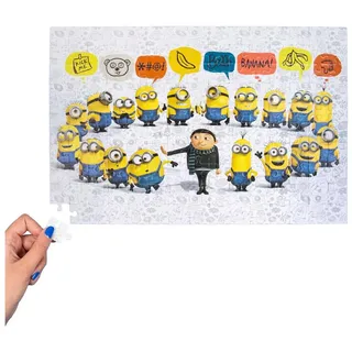 Fizz creations Puzzle Doppelseitiges Minions Puzzle mit 150 Teilen und magischer Maske, Puzzleteile