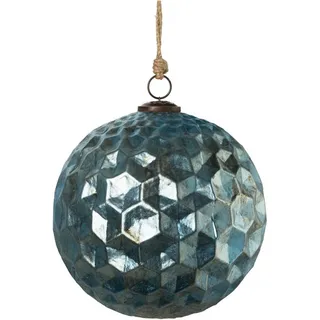 Creativ deco Weihnachtsbaumkugel Weihnachtsdeko, Christbaumschmuck, Christbaumkugeln Glas (1 St), gemusterte Oberfläche blau