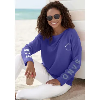 Sweatshirt ELBSAND "Anvor" Gr. L (40), blau Damen Sweatshirts mit Logoprints auf den Ärmeln, sportlich-casual Bestseller