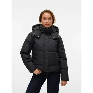 Steppjacke VERO MODA "VMGRETAKYLIE SHORT COATED JACKET NOOS", Damen, Gr. XL, schwarz, Web, Obermaterial: 100% Polyamid, unifarben, Jacken Steppjacke, Lederimitat