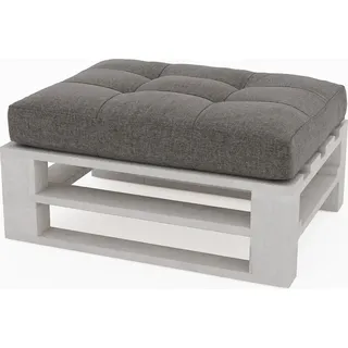 Lermowood Palettenmöbel Mpe Hocker 60 x 60 cm Weiß | Europaletten Indoor und Outdoor Lounge Gartenmöbel Holz Gartenmöbel Set Lounge Möbel Terr... - Weiß