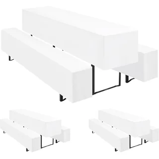Teruntrue 3er-Sets Biertischhussen Bierbank-Auflage,Weiß Biertisch und Bankgarnitur Husse für 50x220cm Tischbreite für Festzeltgarnituren Bierbank Hussen(Weiß, 3 Packungen)