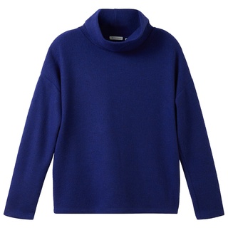 TOM TAILOR Damen Bequemes Sweatshirt mit Rollkragen, blau, Melange Optik, Gr. XXL