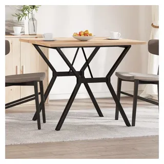 furnicato Couchtisch Esstisch aus massivem Kiefernholz mit pulverbeschichtetem Stahlgestell (1-St), Rustikale Tafel mit stabilem Y-Gestell für den Essbereich braun Y-Gestell
