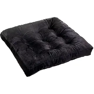 ZIBENE Sitzkissen Bodenkissen Groß, Stuhlkissen 45x45 cm, Verdicken Sitzkissen Waschbar Samt Sitz Auflagen, Ergonomics Sitzpolster für Gartenstuhl BüRostuhl Esszimmerstuhl KüChenstuhl Schwarz