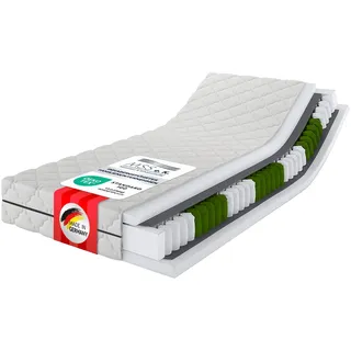 MSS e.K. Tonnentaschenfederkernmatratze Medic Plus | 90x200 cm | Härtegrad H5 | ergonomische 7 Zonen Matratze | Höhe ca. 21 cm| Oeko-Tex Zertifiziert | Made in Germany